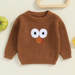 Brown Sweater with Cute Face Design